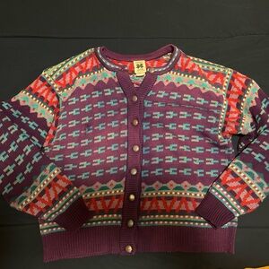 Colorful Geometric Knit Cardigan